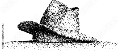 Black and white wool hat on marble - vintage design for prints and posters