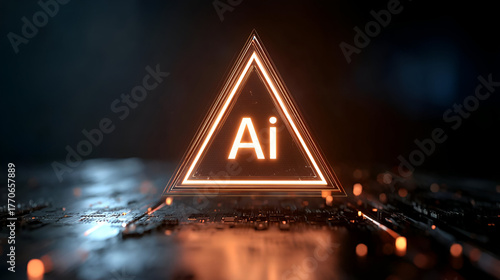 Wallpaper Mural Modern representation of artificial intelligence in a striking triangular design with glowing elements. Torontodigital.ca