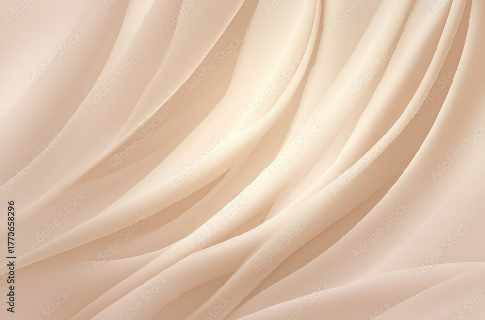 Fototapeta premium Flowing smooth beige fabric creating elegant abstract background
