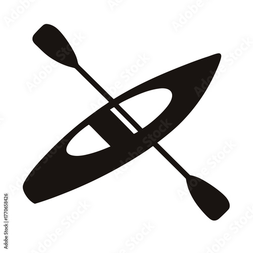A stylized silhouette of a kayak with paddle, ready for outdoor adventure