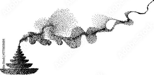 Abstract spiral smoke in black and white with dotwork effect