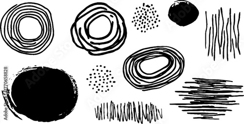 Minimalist abstract black and white doodles for creative design and decor projects