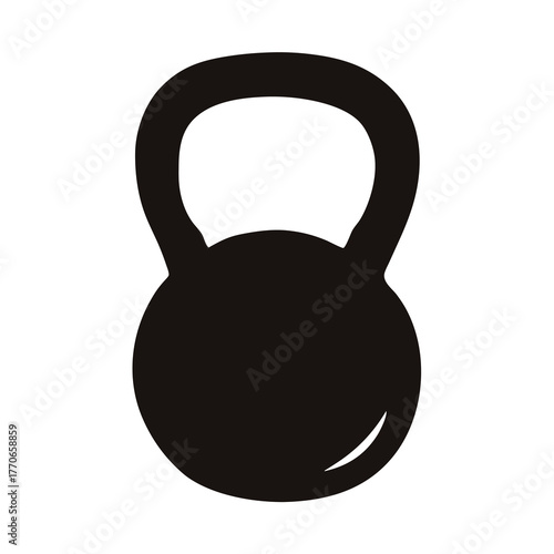 A Bold Black Kettlebell Silhouette Stands Out Against a White Background