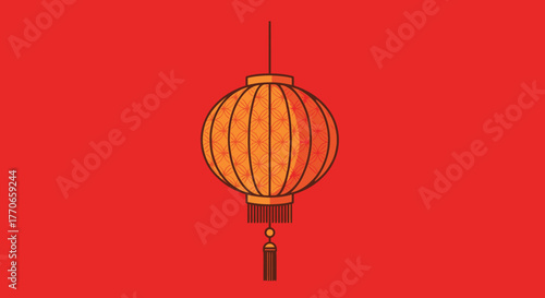 Elegant Line Art Chinese Lantern Traditional Festival Decoration Celebration Illustration