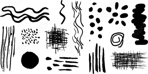 Minimalist abstract black and white doodle collection for creative design