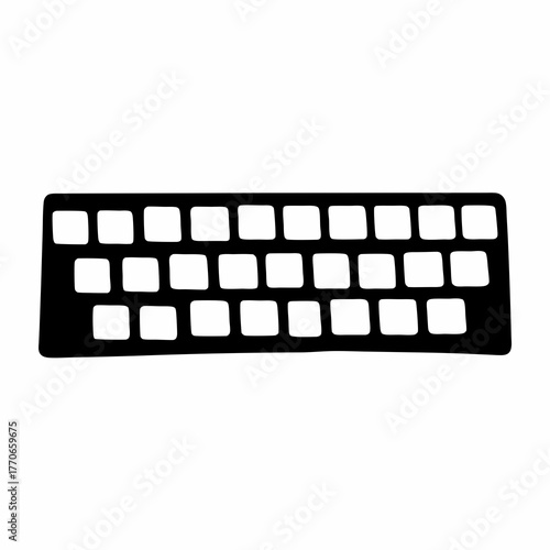 Stylized Keyboard Illustration with Empty Keycaps for Virtual Input Devices Application