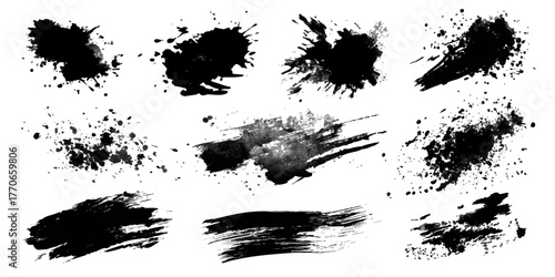 ink blots and splats. detailed ink splats Hyperrealistic Highly Detailed Isolated On Transparent Background	