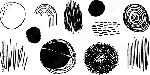 Minimalist abstract black and white doodle collection for creative design projects