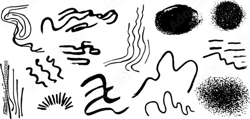 Minimalist abstract black and white doodles for creative design and decor