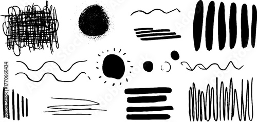 Minimalist abstract black and white doodles for creative design