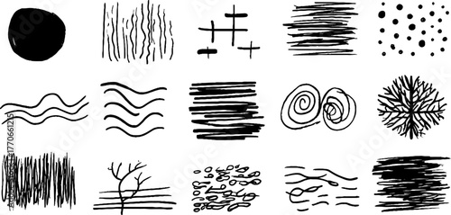 Minimalist abstract black and white doodles set for creative dividers and design elements