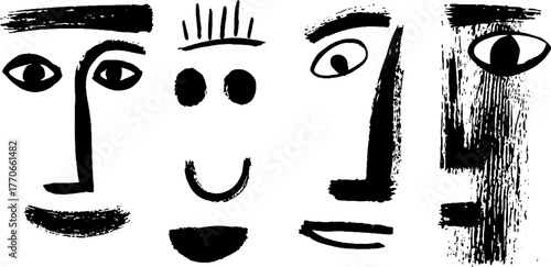 Minimalist abstract black and white doodles depicting various emotions