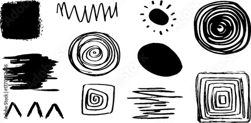 Minimalist abstract geometric doodles collection for art and design projects