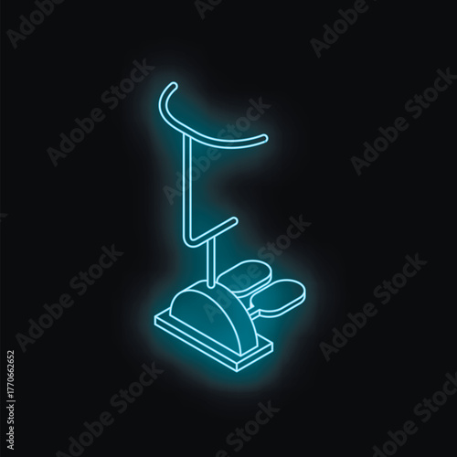 Neon blue stepper glowing on dark background, symbolizing fitness and workout goals