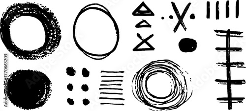 Minimalist abstract black and white doodles for creative design projects