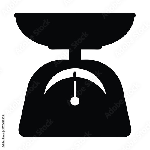Classic kitchen scale with bowl and weighing indicator in black silhouette