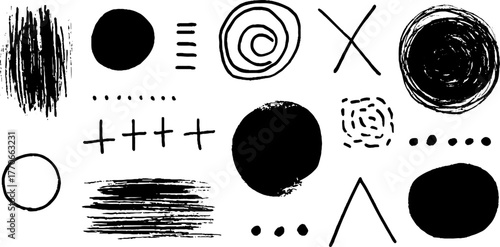 Minimalist abstract black and white doodle collection for creative design projects