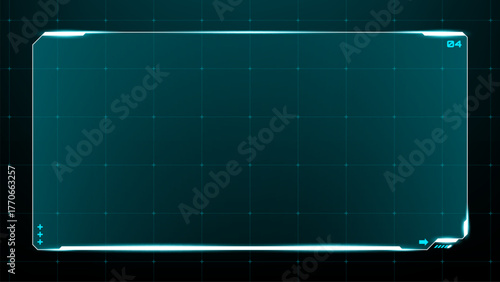 Futuristic hud frame with grid background. Digital display interface element. Abstract technology dashboard component for user interface.