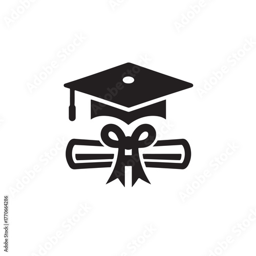 Graduation Cap and Diploma Icon Set Education and Achievement Symbol Vector