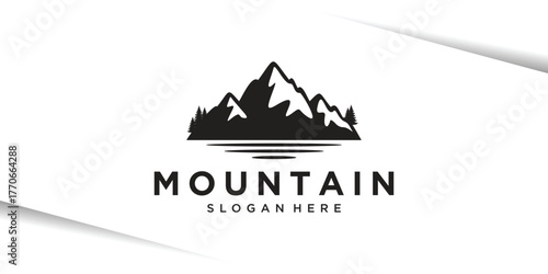Mountain river silhouette logo design