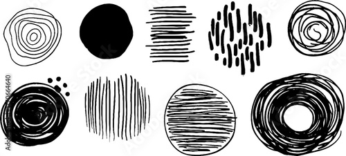 Minimalist black and white abstract doodles collection for creative design