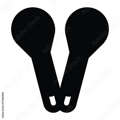 A pair of maracas musical instruments in a simple black silhouette