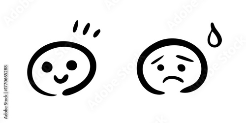 手書きの顔文字・表情アイコン漫符セット