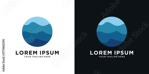 Sea water logo design, abstract ocean blue