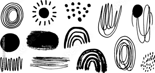 Minimalist abstract black and white doodles collection for contemporary design