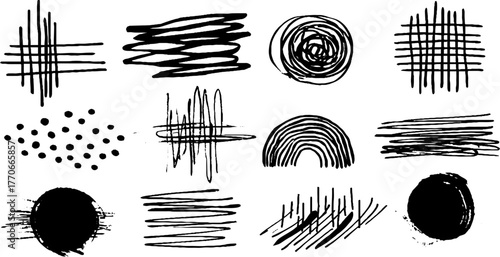 Minimalist black and white abstract doodles collection for modern design