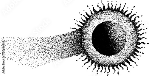 Celestial eclipse art with intricate dotwork design for cosmic-themed projects