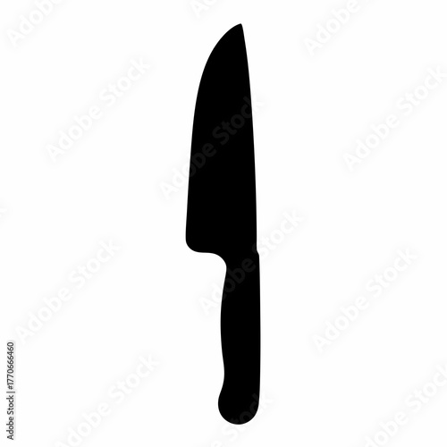 Sharp chef's knife silhouette on a white background, symbolizing precision cutting