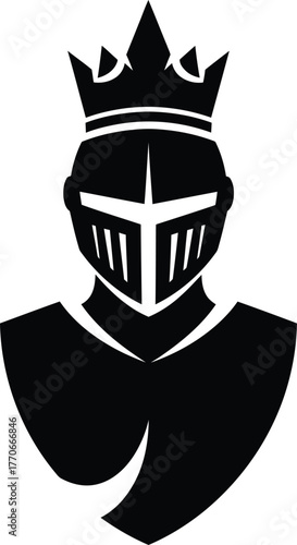 Medieval Knight Icon with Crown Graphic Illustration for Gaming or Fantasy Design Projects Vector Image