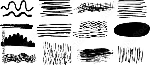 Minimalist abstract black and white doodles collection for creative design