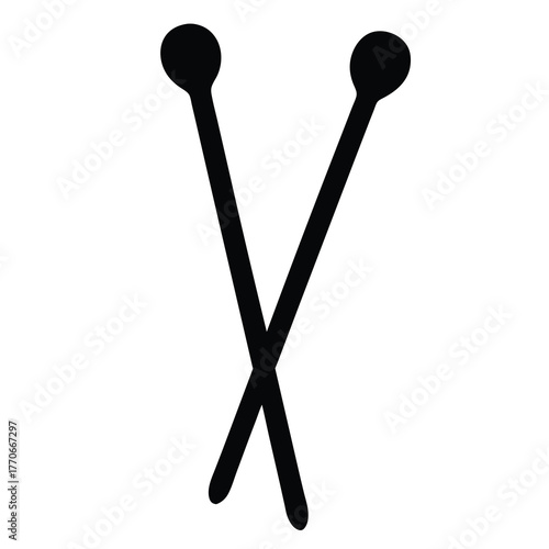 Two crossed stylized hairpins, rendered in solid black against white background