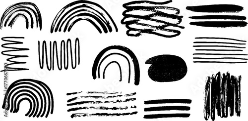 Minimalist black and white abstract doodles collection for creative design projects