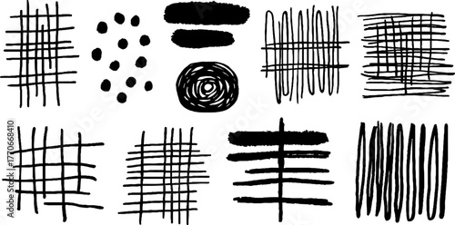 Minimalist abstract black and white doodles collection for creative design