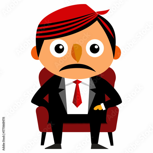 A penguin businessman wearing a turban cartoon vector art illustration