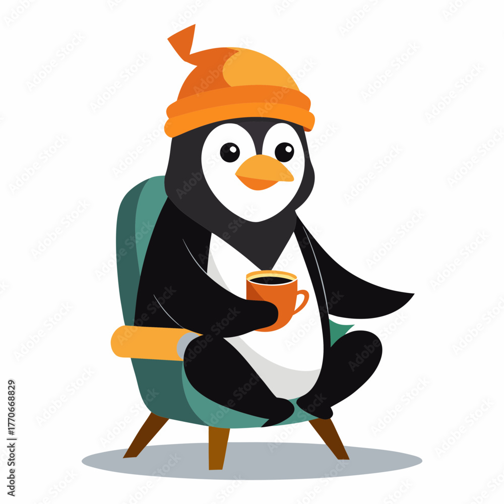 Fototapeta premium penguin in winter clothes