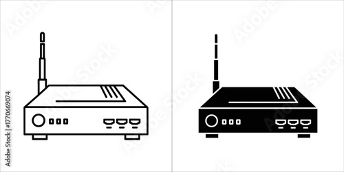 Wireless router vector icon in line and glyph style