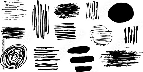 Minimalist abstract black and white doodles collection for creative design