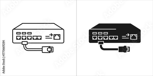 Network switch icon ethernet hub sign data transfer concept