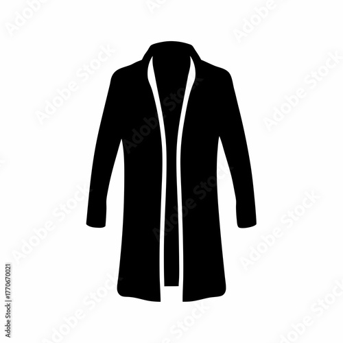 Elegant open front coat illustration in solid black for fashion concepts