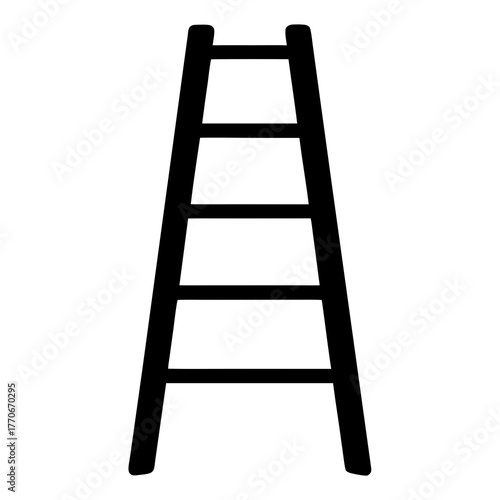 Simple black silhouette of a wooden ladder with five rungs