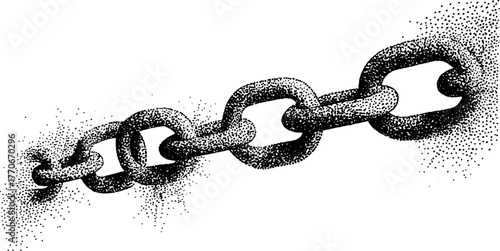 Black and white chain link art with halftone effect for industrial decor