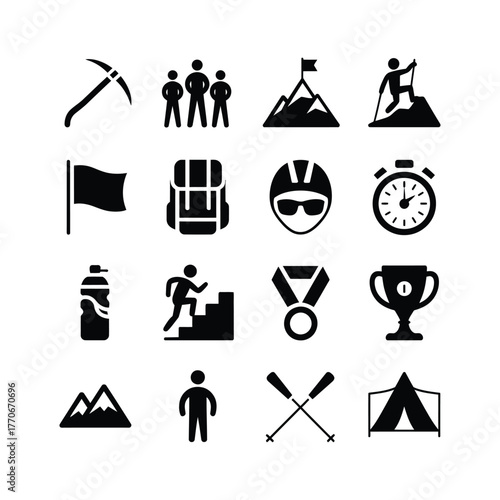 Set of mountaineering icons