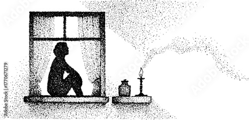 Serene silhouette in cozy apartment window for home decor inspiration