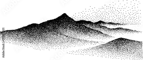 Elegant black and white mountain contour design for print and decor
