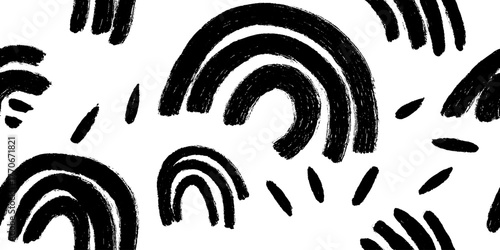 Minimalist abstract black and white arcs pattern design for creative projects