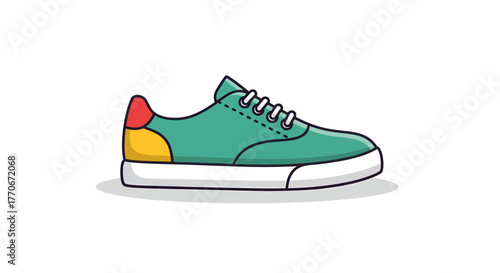 Vibrant sneaker illustration with colorful accents against a pristine white backdrop